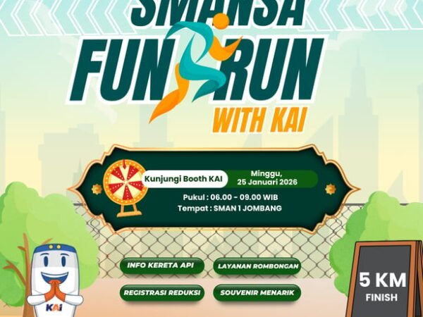 KAI Daop 7 Madiun Hadir Lebih Dekat dalam Event “Smansa Fun Run With KAI” di Kota Jombang