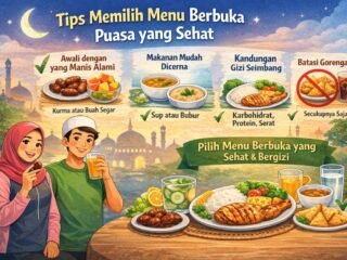 Tips memilih menu berbuka puasa yang sehat dan bergizi agar tubuh tetap bertenaga, tidak lemas, dan pencernaan tetap lancar.
