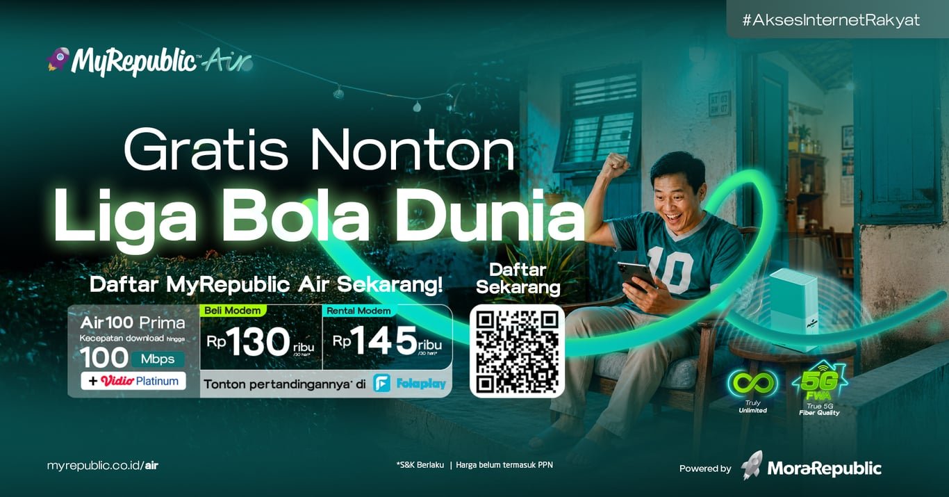 MyRepublic Air Hadirkan Akses Gratis Nonton Piala Dunia 2026 bagi Pelanggan
